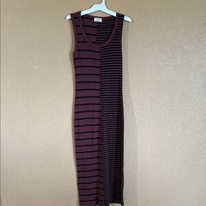T.La Burgundy and Black Striped Midi Dress